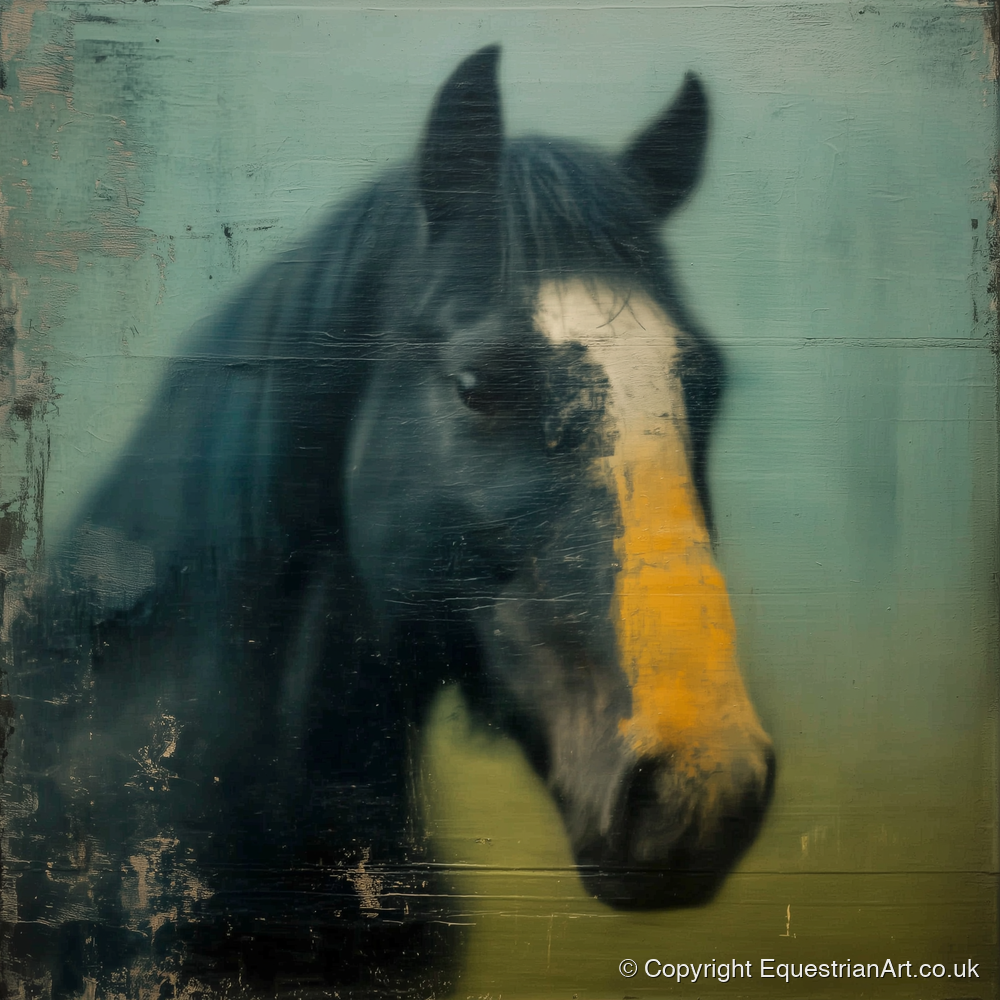 The Golden Blaze - horse portrait art print and canvas by Alaric Townsend A.I