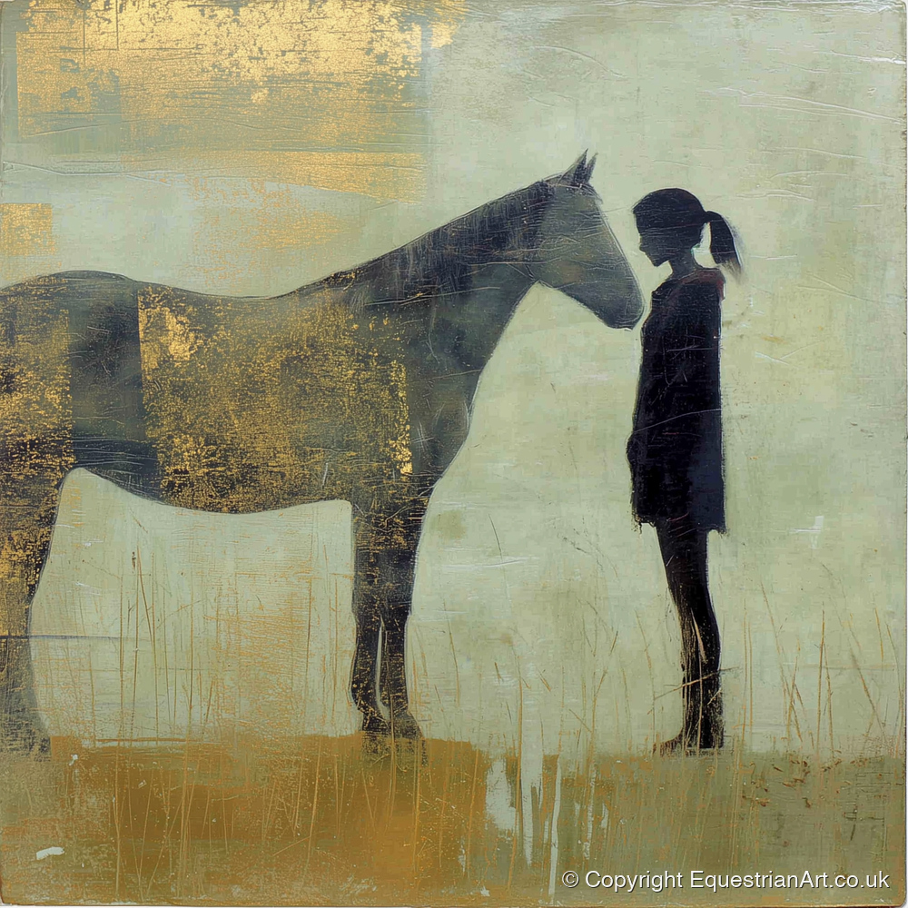 The Golden Bond - horse & rider art print and canvas by Graham Whitaker A.I