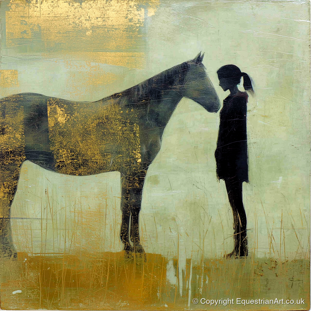The Golden Bond - horse & rider art print and canvas by Graham Whitaker A.I