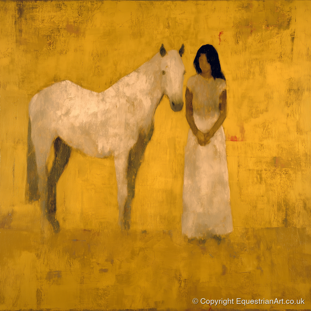 The Golden Bond - horse & rider art print and canvas by Vincent Delaney A.I
