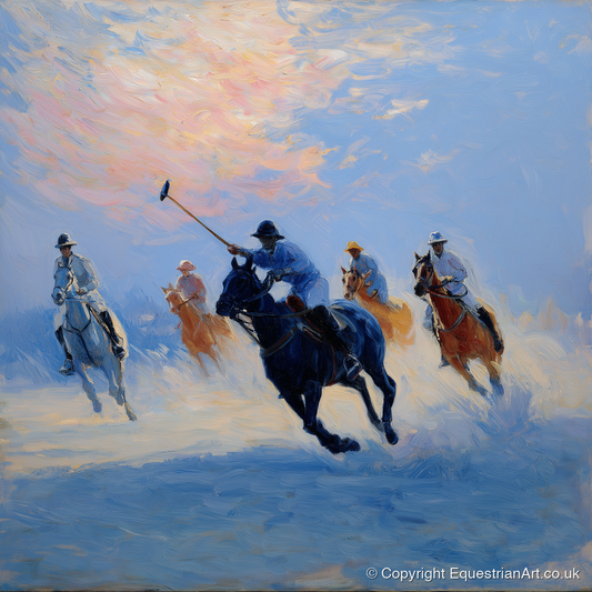 The Golden Chukka - polo horse art print and canvas by Gabriel Hayes A.I