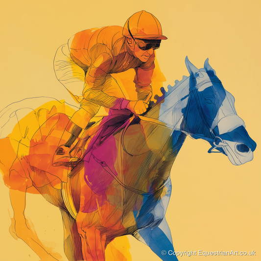 The Golden Furlong - racing horse art print and canvas by Tobias Blake A.I