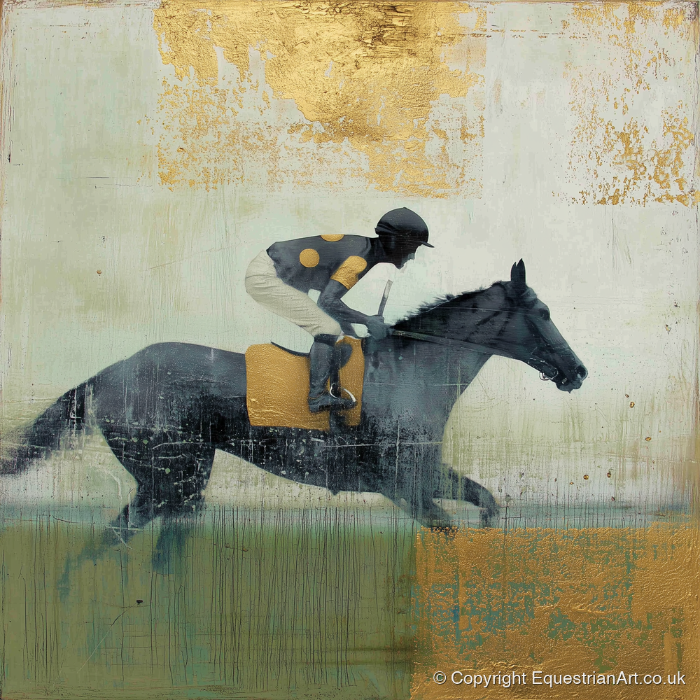 The Golden Furlong - racing horse art print and canvas by Graham Whitaker A.I