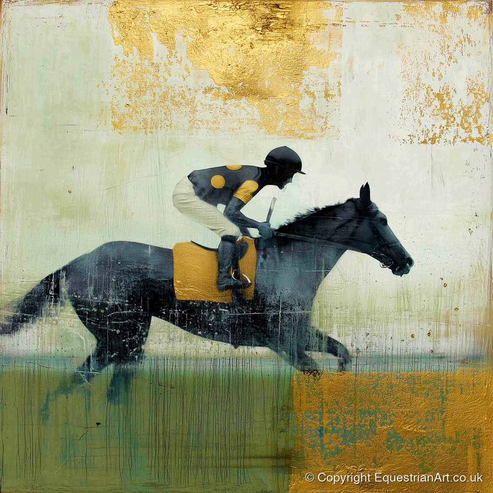 The Golden Furlong - racing horse art print and canvas by Graham Whitaker A.I
