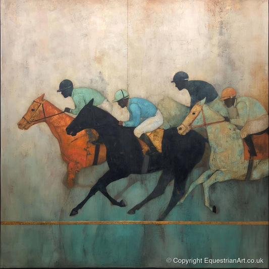 The Golden Furlong - racing horse art print and canvas by Eloise Fairfax A.I