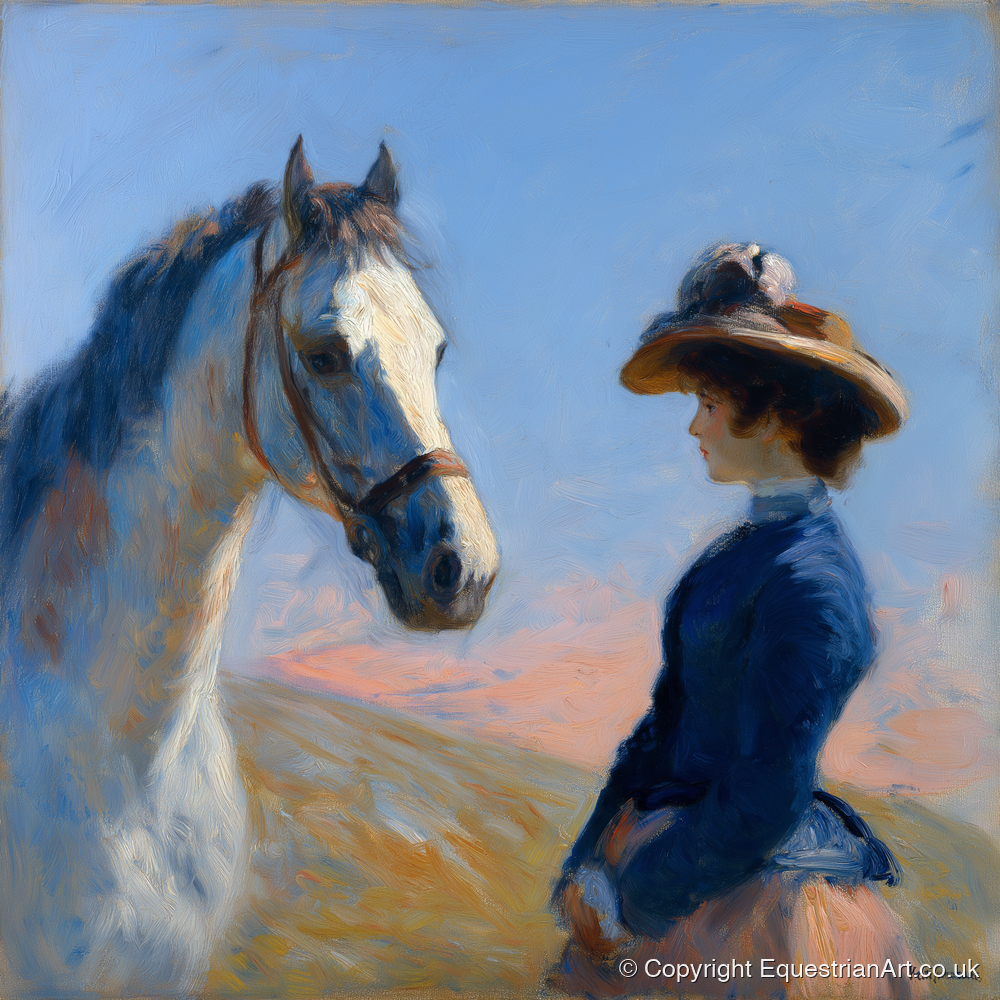 The Golden Gaze - horse & rider art print and canvas by Gabriel Hayes A.I