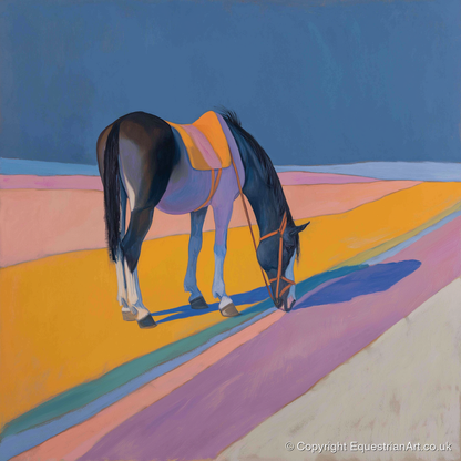 The Golden Hour Grazing - working horse art print and canvas by Helena Ashby A.I