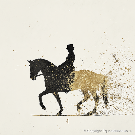 The Golden Passage - dressage horse art print and canvas by Nolan Atherton A.I