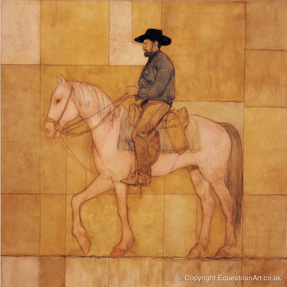 The Golden Trail - western horse art print and canvas by Sophie Laurent A.I