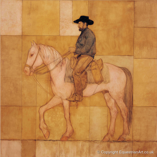 The Golden Trail - western horse art print and canvas by Sophie Laurent A.I