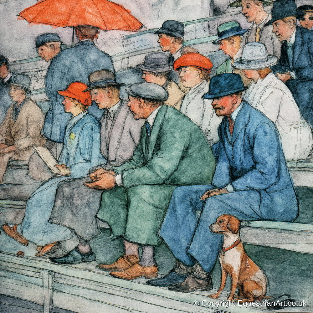 The Grandstand Crowd - racing horse art print and canvas by Geoffrey Talbot A.I