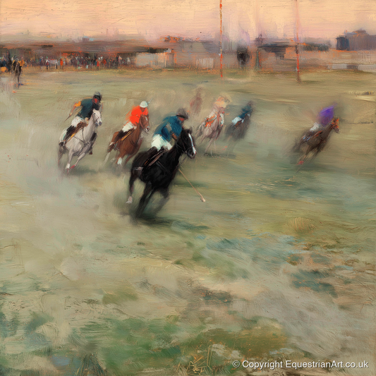 The Heat of the Chukka - polo horse art print and canvas by Nathaniel Reed A.I