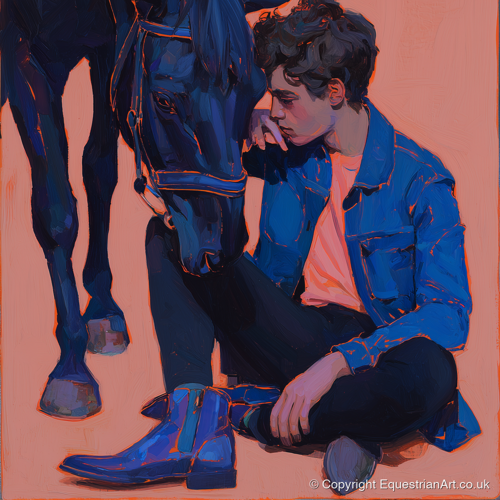 The Indigo Bond - horse & rider art print and canvas by Evander Winslow A.I