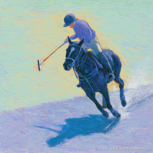 The Indigo Chukka - polo horse art print and canvas by Imogen Spencer A.I