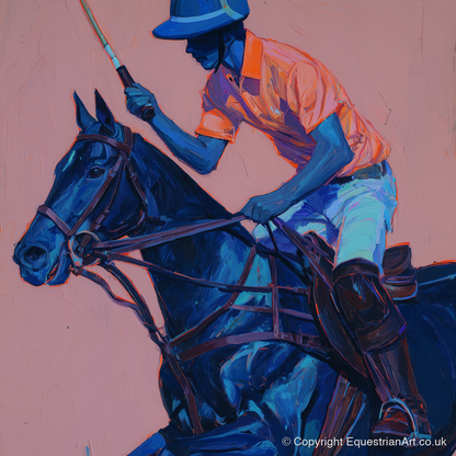 The Indigo Chukka - polo horse art print and canvas by Evander Winslow A.I