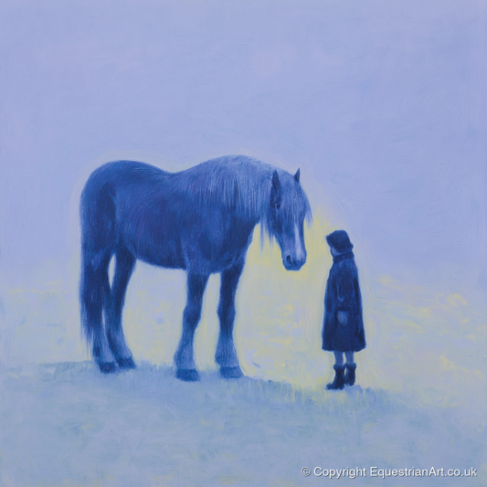 The Indigo Encounter - horse & rider art print and canvas by Marguerite de Winter A.I