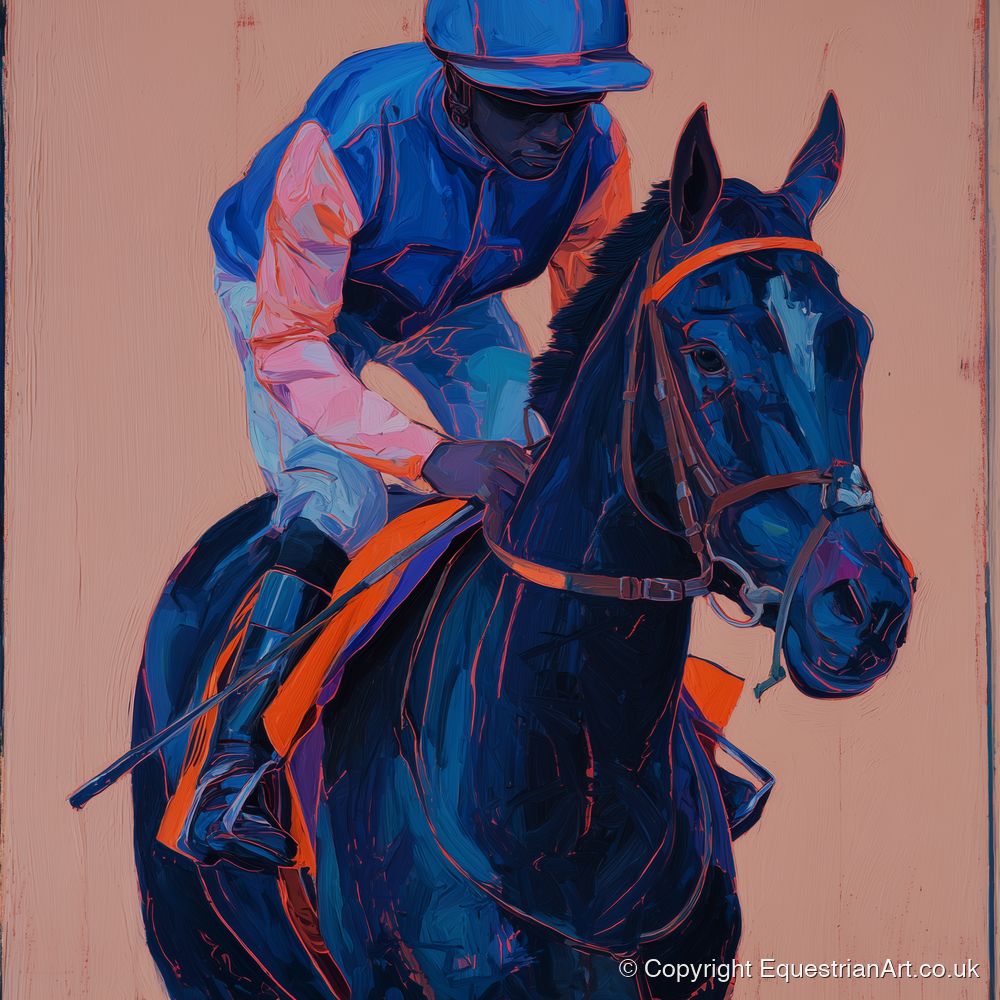 The Indigo Favourite - racing horse art print and canvas by Evander Winslow A.I