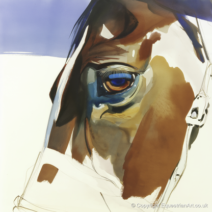The Indigo Gaze - horse portrait art print and canvas by Beatrice Langley A.I
