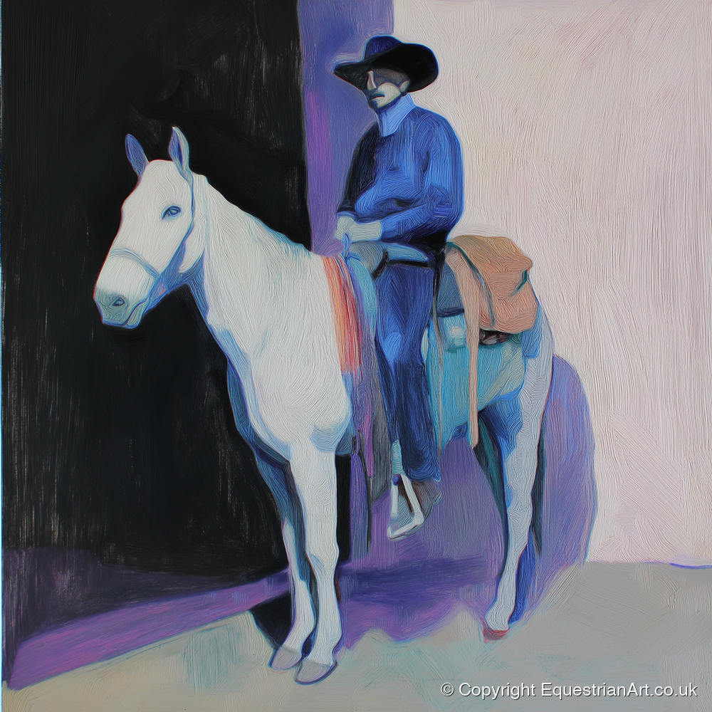 The Indigo Rider - western horse art print and canvas by Marcus Vane A.I