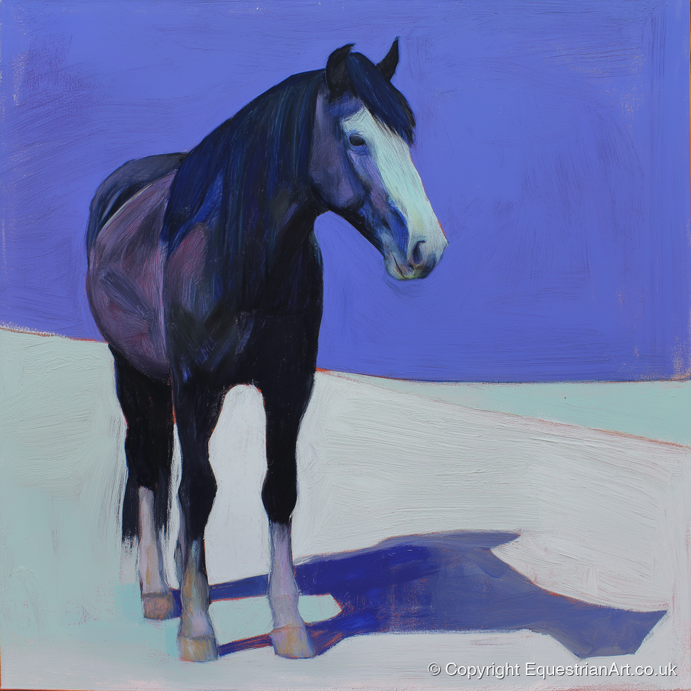 The Indigo Shadow - horse portrait art print and canvas by Marcus Vane A.I