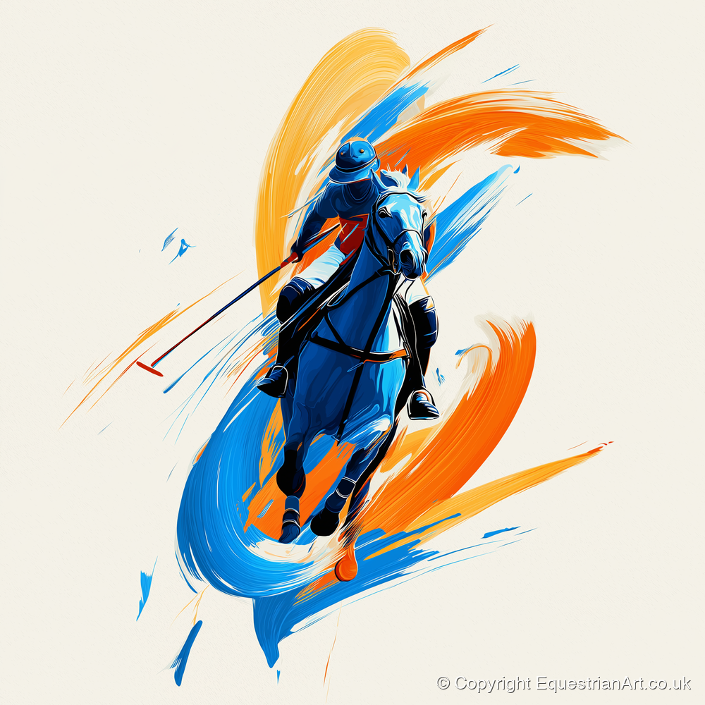 The Indigo Strike - polo horse art print and canvas by Winston Archer A.I