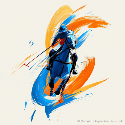 The Indigo Strike - polo horse art print and canvas by Winston Archer A.I