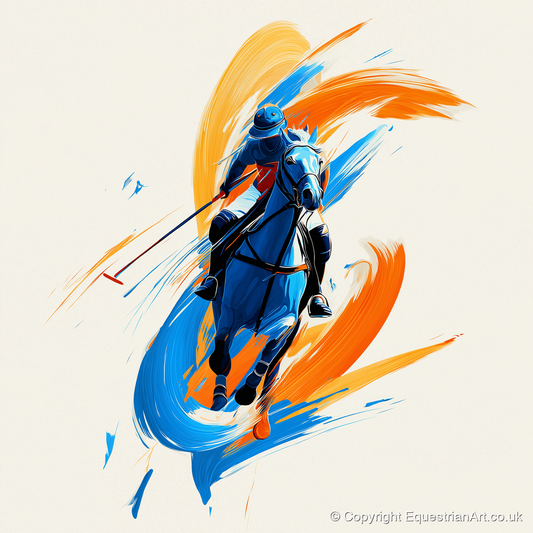 The Indigo Strike - polo horse art print and canvas by Winston Archer A.I