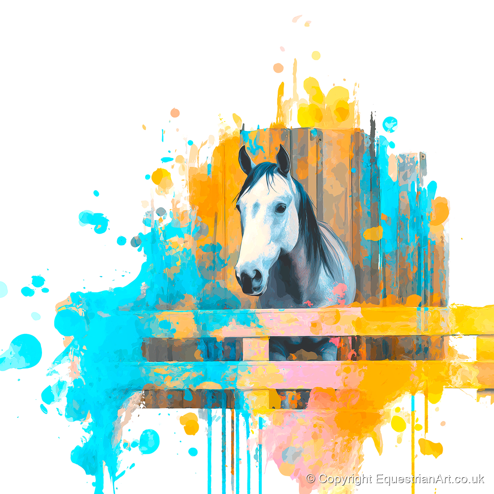 The Inquisitive Grey - horse stable art print and canvas by Gwendolyn Hurst A.I