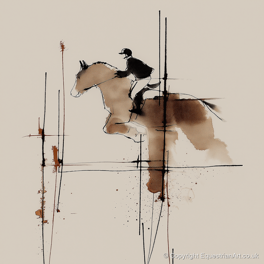 The Instant of Ascent - show jumping horse art print and canvas by Julian Vance A.I