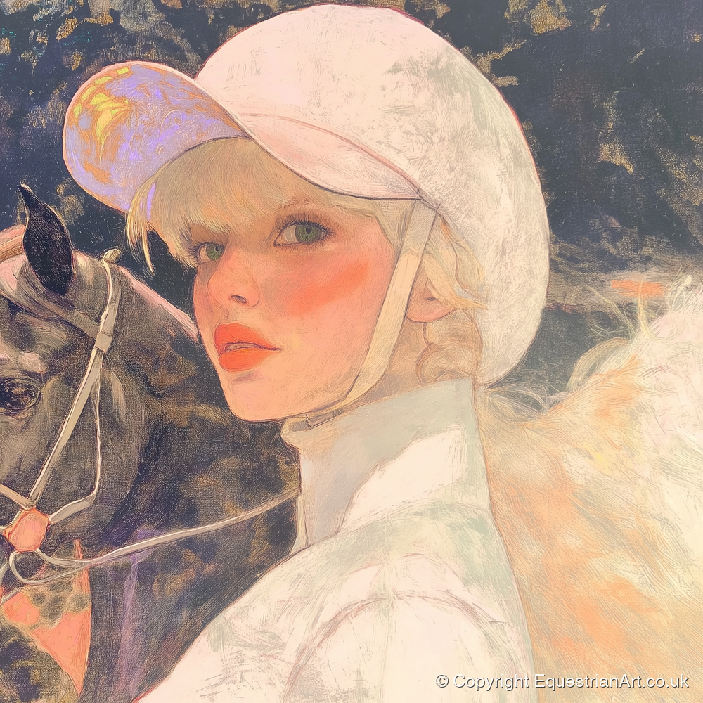 The Jockey's Gaze - racing horse art print and canvas by Isobel Hawthorn A.I
