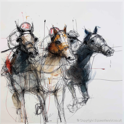 The Leading Pack - racing horse art print and canvas by Giles Bancroft A.I