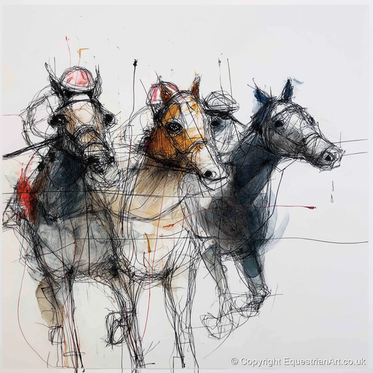The Leading Pack - racing horse art print and canvas by Giles Bancroft A.I