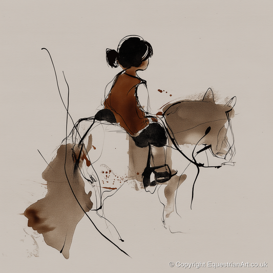 The Little Equestrian - horse & rider art print and canvas by Julian Vance A.I