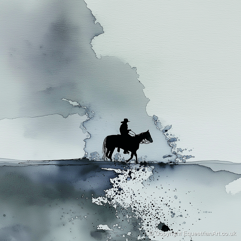 The Lone Trail - western horse art print and canvas by Adrian Frost A.I