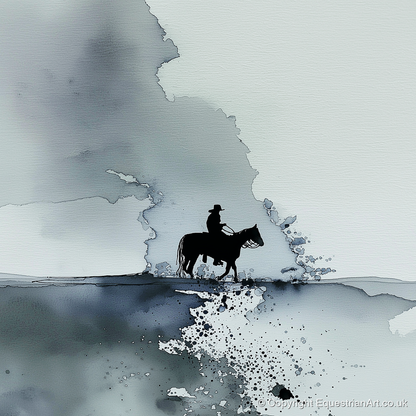 The Lone Trail - western horse art print and canvas by Adrian Frost A.I
