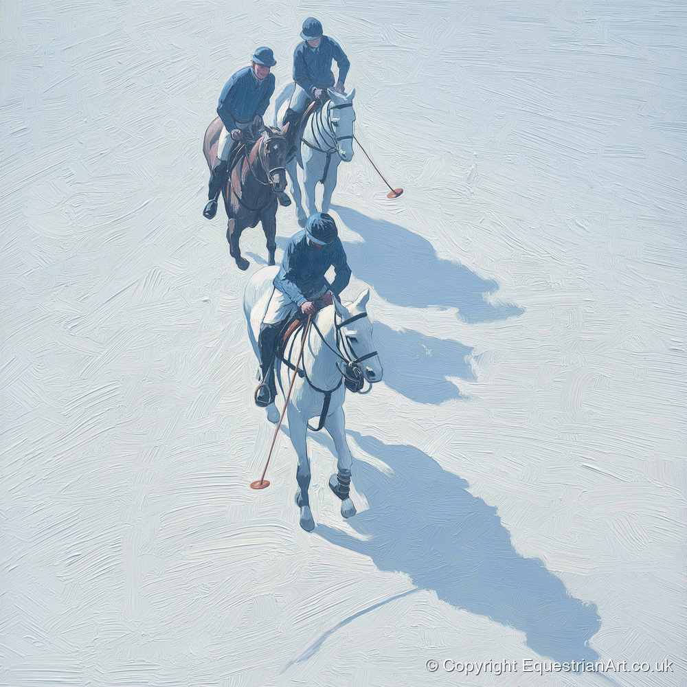 The Long Shadow Chukka - polo horse art print and canvas by Oscar Pendleton A.I