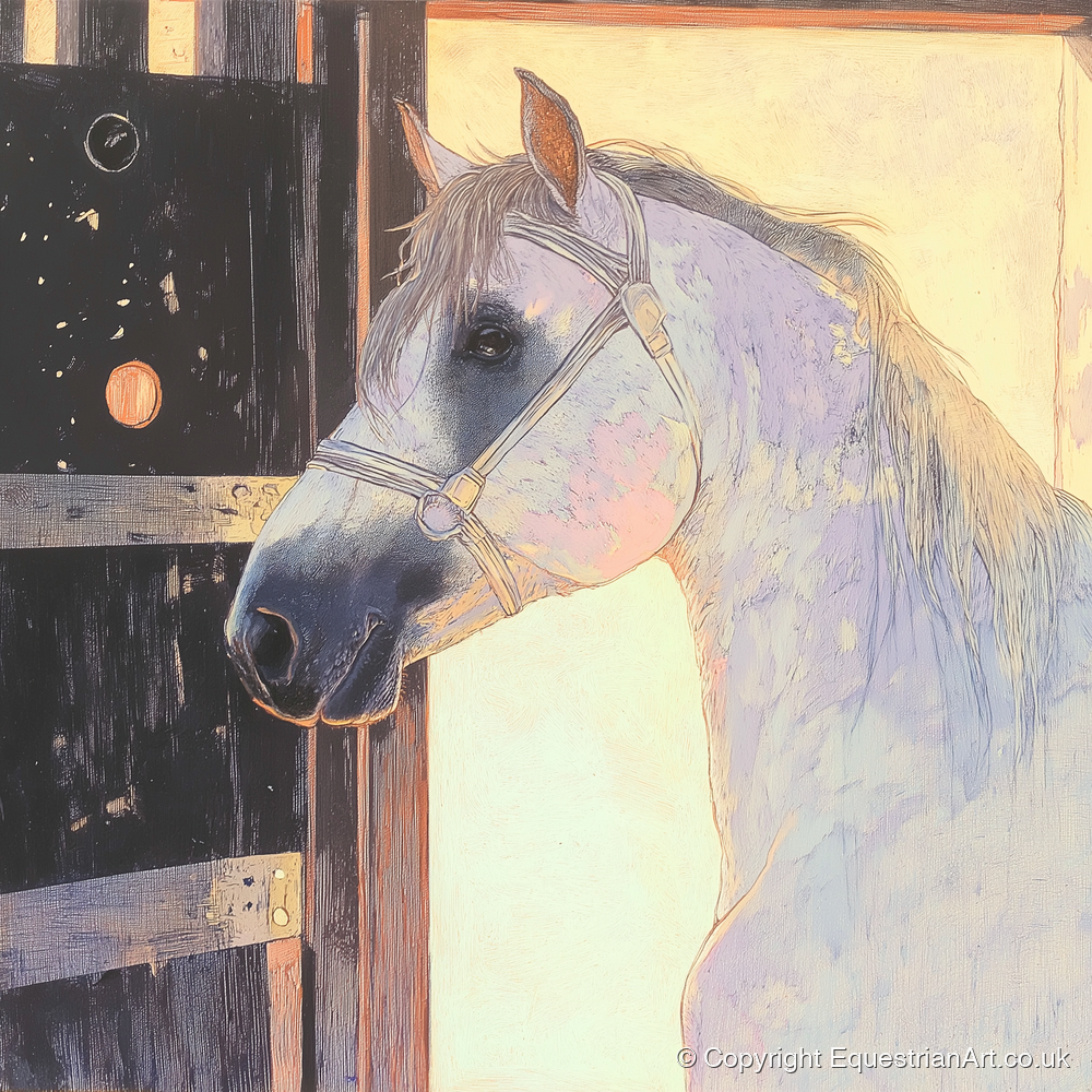 The Luminous Grey - horse stable art print and canvas by Isobel Hawthorn A.I