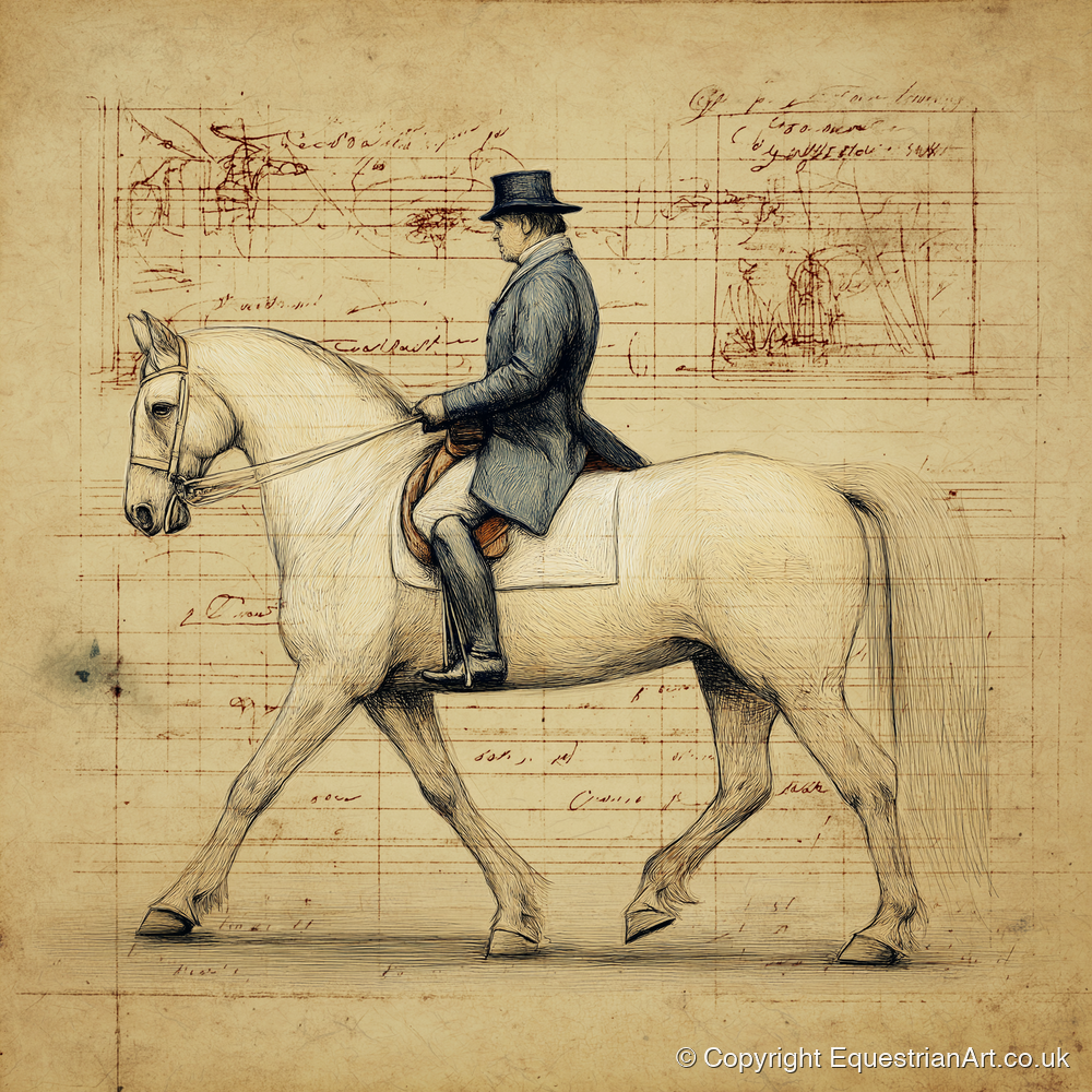 The Master's Study - dressage horse art print and canvas by Albert Loxley A.I