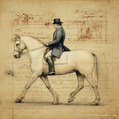 The Master's Study - dressage horse art print and canvas by Albert Loxley A.I