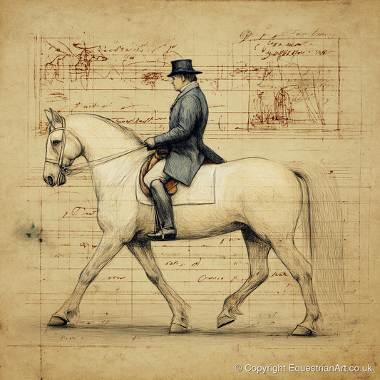 The Master's Study - dressage horse art print and canvas by Albert Loxley A.I