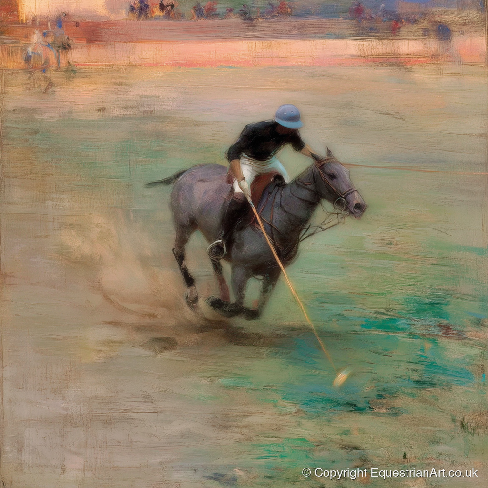 The Mid-Field Drive - polo horse art print and canvas by Nathaniel Reed A.I