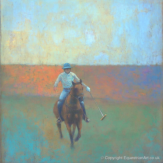 The Midfield Approach - polo horse art print and canvas by Benedict Croft A.I