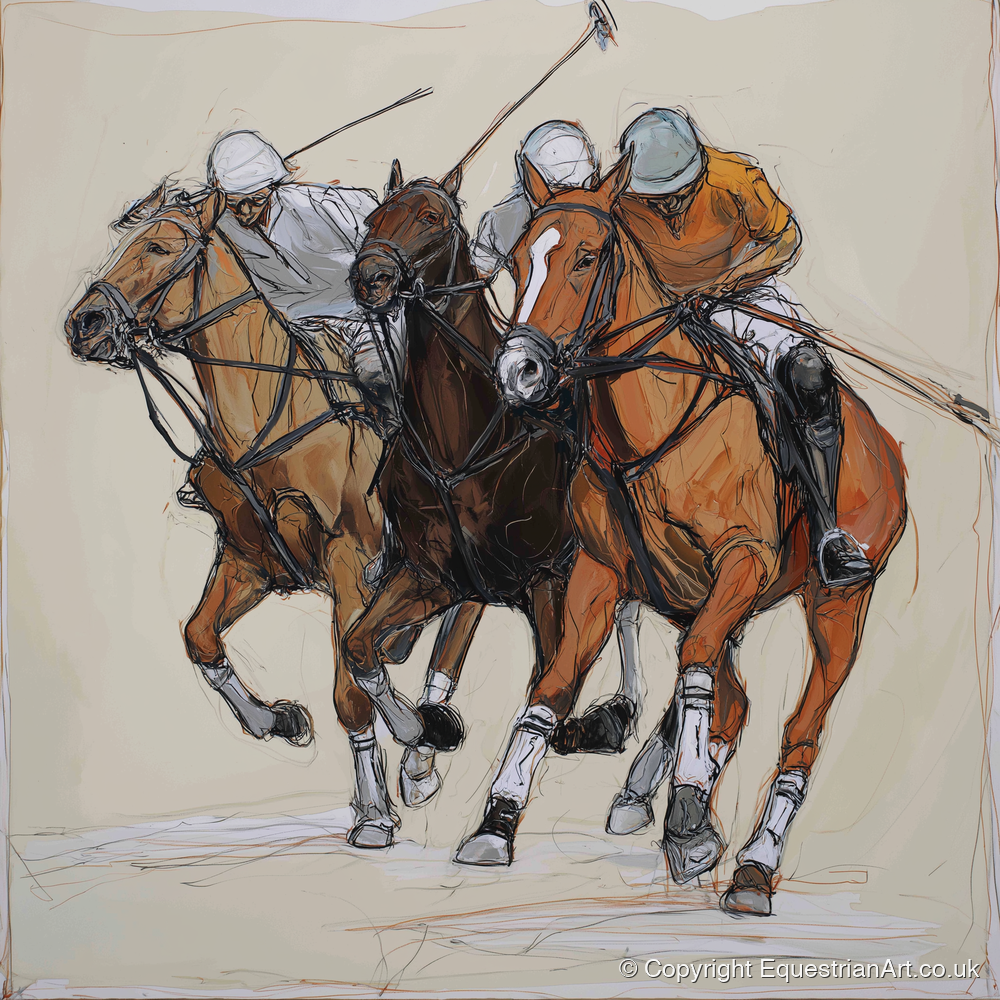 The Midfield Charge - polo horse art print and canvas by Jasper Montgomery A.I