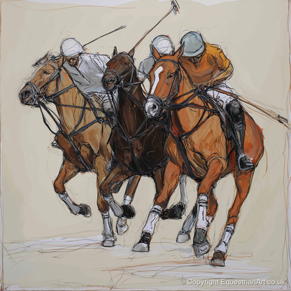 The Midfield Charge - polo horse art print and canvas by Jasper Montgomery A.I