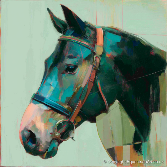 The Midnight Bridle - horse portrait art print and canvas by Quentin Hart A.I