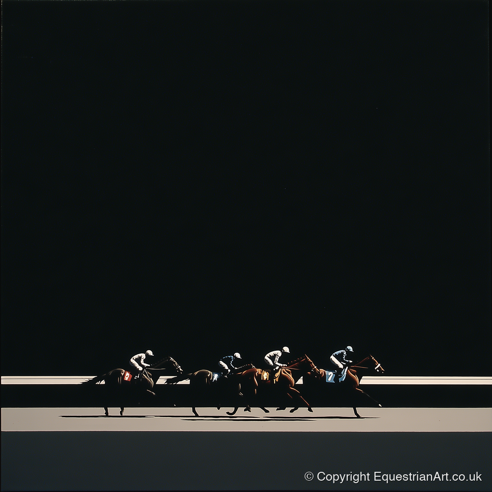 The Midnight Gallop - racing horse art print and canvas by Adelaide Calloway A.I