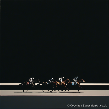 The Midnight Gallop - racing horse art print and canvas by Adelaide Calloway A.I