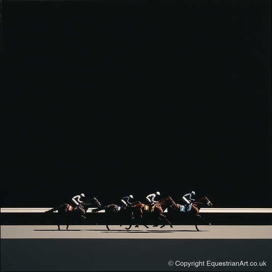 The Midnight Gallop - racing horse art print and canvas by Adelaide Calloway A.I