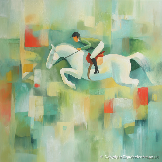 The Modern Leap - show jumping horse art print and canvas by Leon Lambert A.I