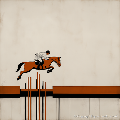 The Modernist Leap - show jumping horse art print and canvas by Barnaby West A.I
